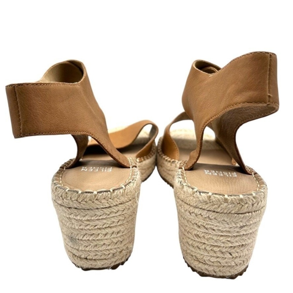 Eileen Fisher Tan Leather Espadrille Wedge Sandals Ankle Strap Womens Size 11 - Picture 7 of 10